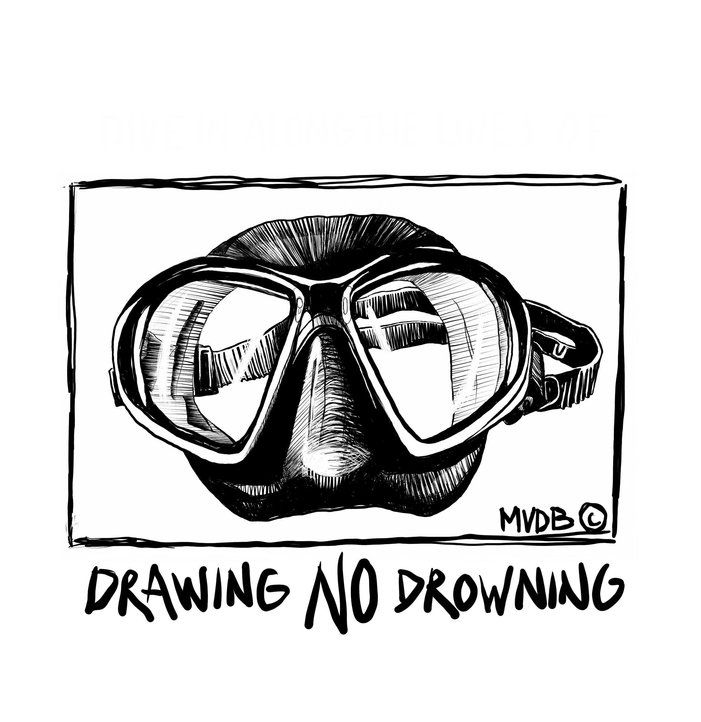 Freediving art illustrations on tshirts, stickers, swimwear and more